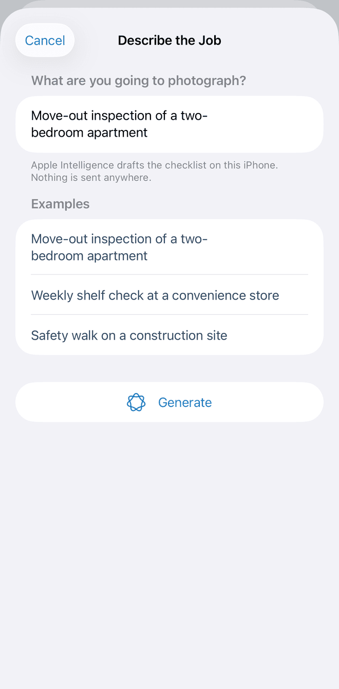 Describe the job, get a checklist